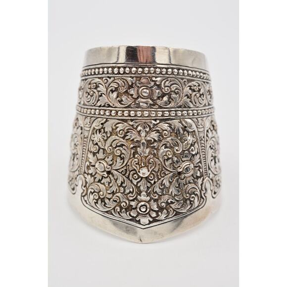 Antique Vintage Deco Sterling Silver Chinese French Indochina Cuff Bracelet Bin6